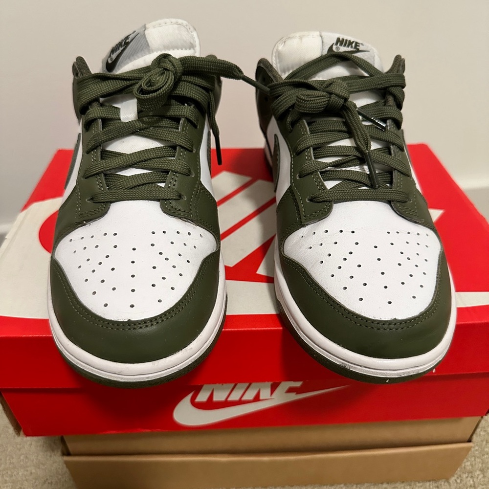 Nike Women's Low-Top Sneakers in Olive Green and White